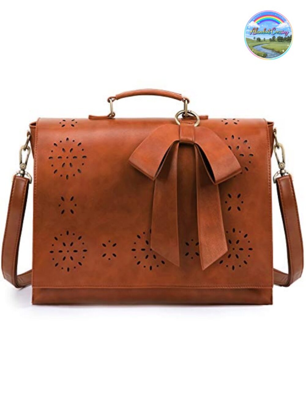 Vegan Leather Laptop Briefcase for Work Shoulder Satchel Bag